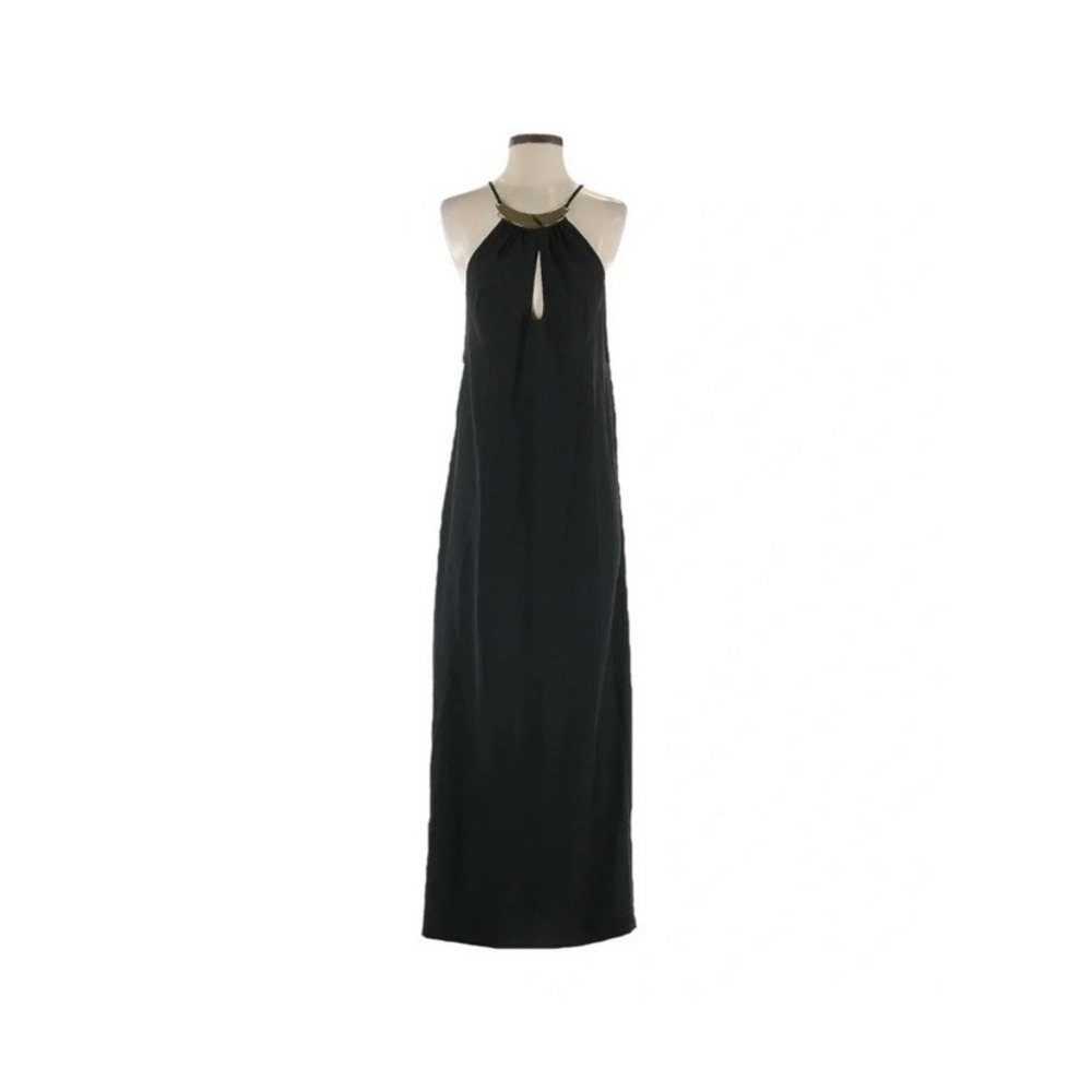 Victoria’s Secret Maxi Slip Dress M NWT Black & Gold Sleeveless Halter Open Back